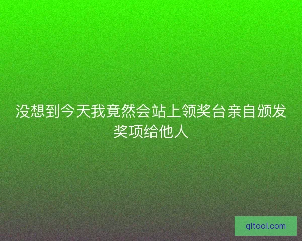 没想到今天我竟然会站上领奖台亲自颁发奖项给他人
